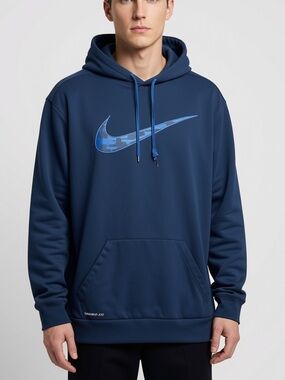 Nike Therma-Fit Navy Hoodie with Blue Swoosh